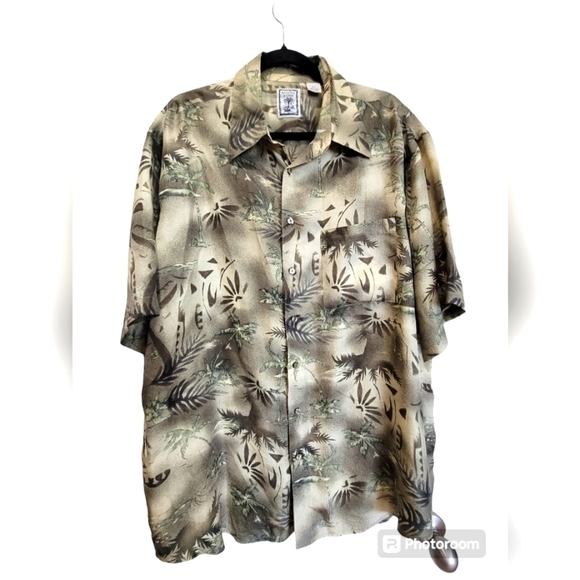 XLT 100% Silk Tropical Hawaiian Short Sleeve Button Down Dress Shirt Vacation - Picture 1 of 8